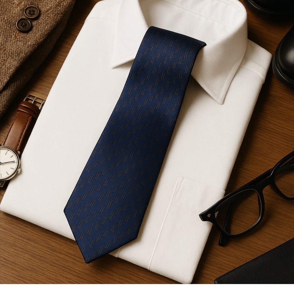 BARCELINO HANDMADE ITALIAN BLUE, GRAY, & BLACK BLOCK SILK TIE ELEGANCE REDEFINED